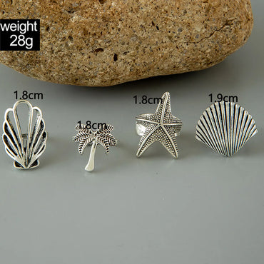 Hip-Hop Retro Starfish Shell Alloy Women'S Rings