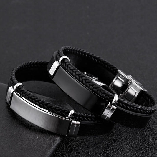 Hip-Hop Retro Streetwear Geometric 201 Stainless Steel Black Plated Men'S Bangle