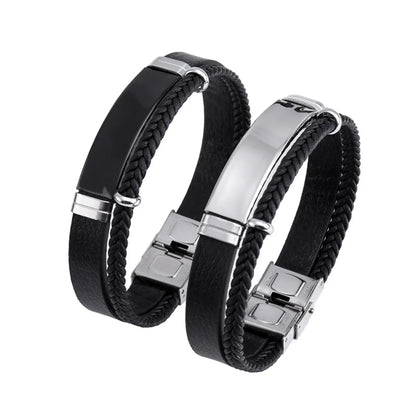 Hip-Hop Retro Streetwear Geometric 201 Stainless Steel Black Plated Men'S Bangle