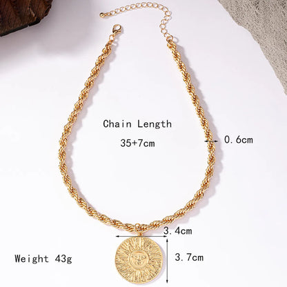 Hip-hop Retro Sun Alloy Plating 14k Gold Plated White Gold Plated Women's Pendant Necklace