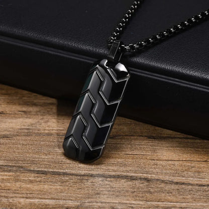 Hip-hop Retro Tires Stainless Steel Indentation Plating 18k Gold Plated Men's Pendant Necklace