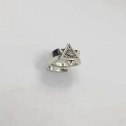 Hip-Hop Retro Triangle Eye Sterling Silver Plating Men'S Rings