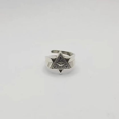 Hip-Hop Retro Triangle Eye Sterling Silver Plating Men'S Rings