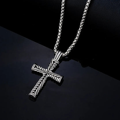 Hip-Hop Retro Vintage Style Cross 304 Stainless Steel Alloy Titanium Steel Silver Plated Unisex Pendant Necklace