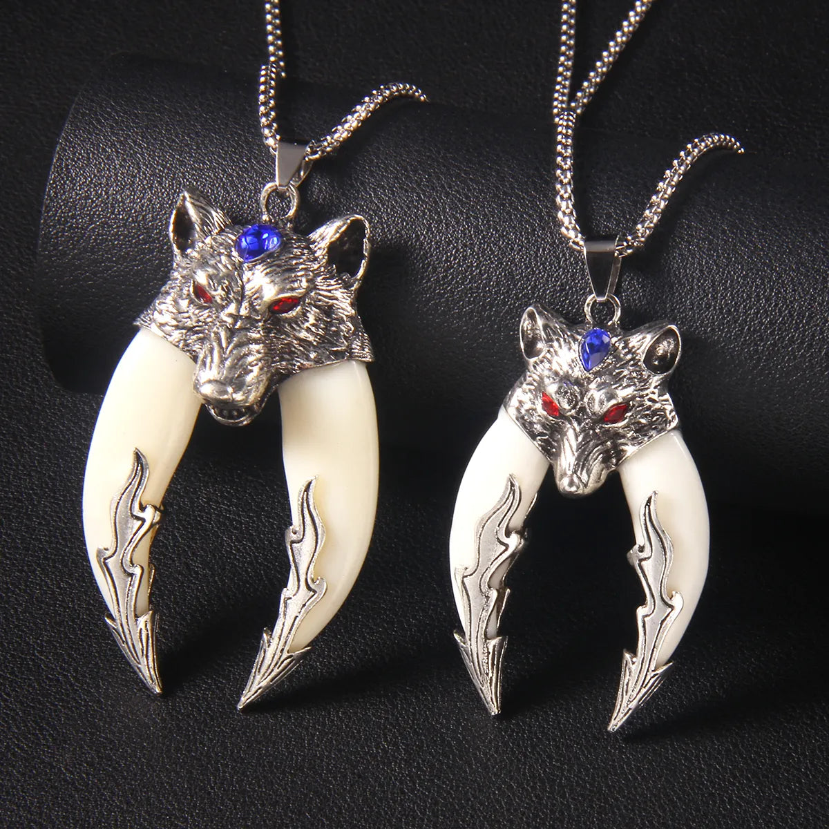 Hip-Hop Retro Wolf 201 Stainless Steel Arylic Zinc Alloy Inlay Acrylic Men'S Pendant Necklace