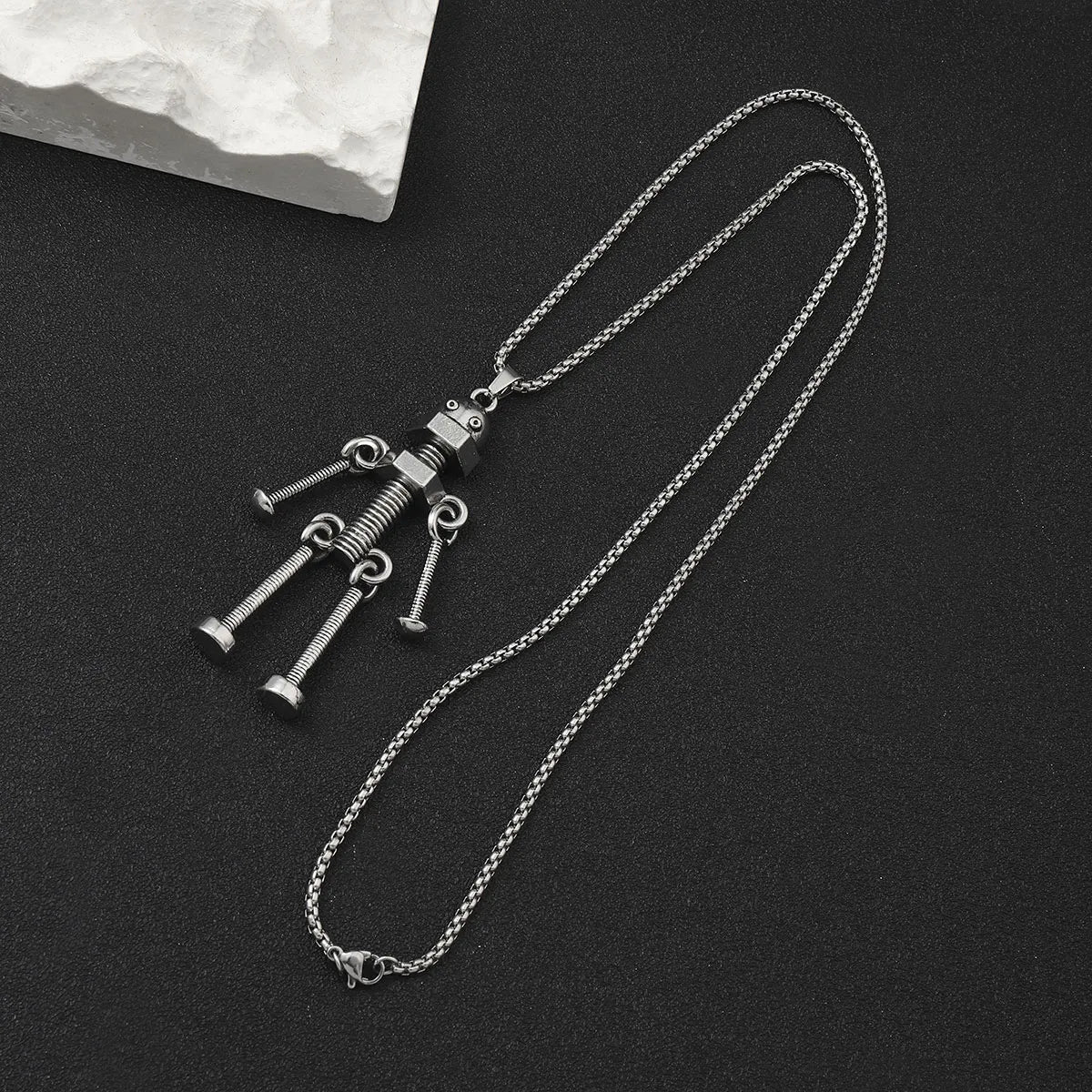 Hip-Hop Robot Zinc Alloy 201 Stainless Steel Inlay Rhinestones Men'S Pendant Necklace