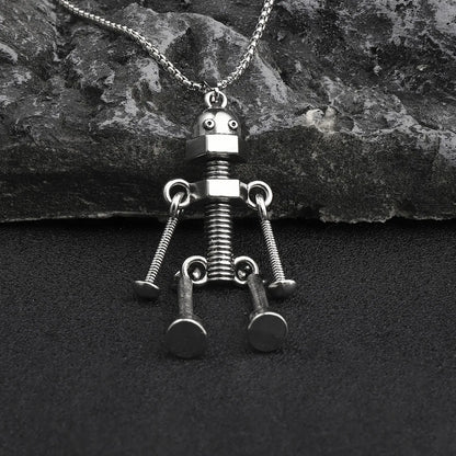 Hip-Hop Robot Zinc Alloy 201 Stainless Steel Inlay Rhinestones Men'S Pendant Necklace