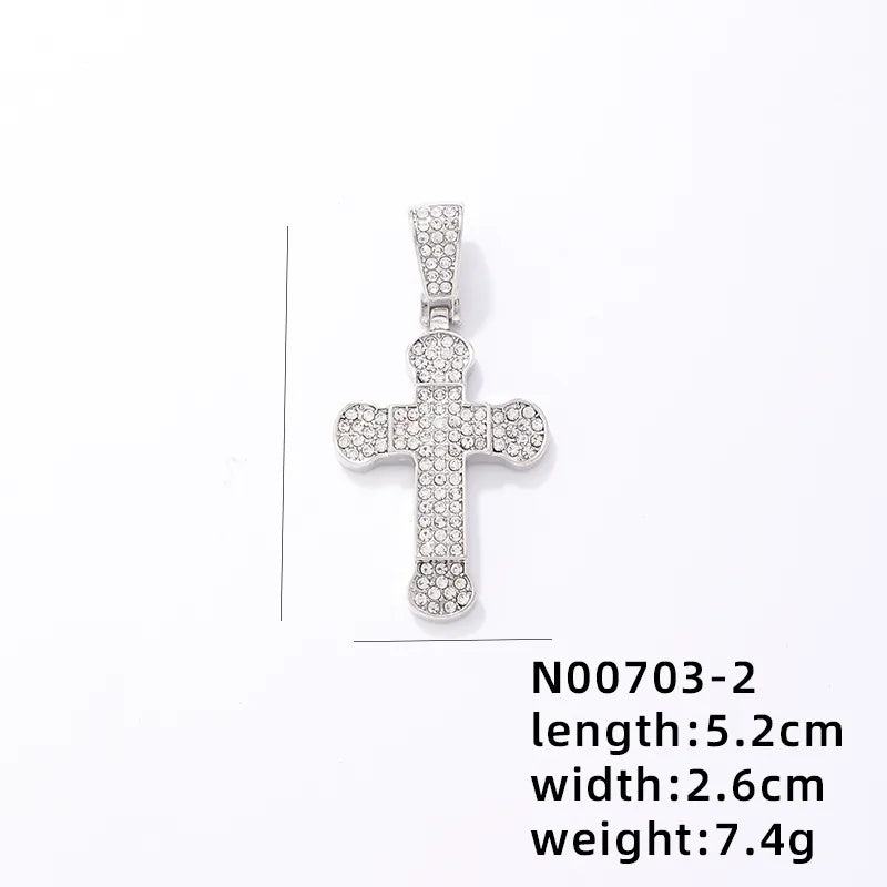 1 Piece 304 Stainless Steel Alloy Copper Rhinestones K Gold Plated Animal Cross Letter