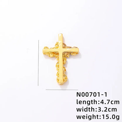 1 Piece 304 Stainless Steel Alloy Copper Rhinestones K Gold Plated Animal Cross Letter