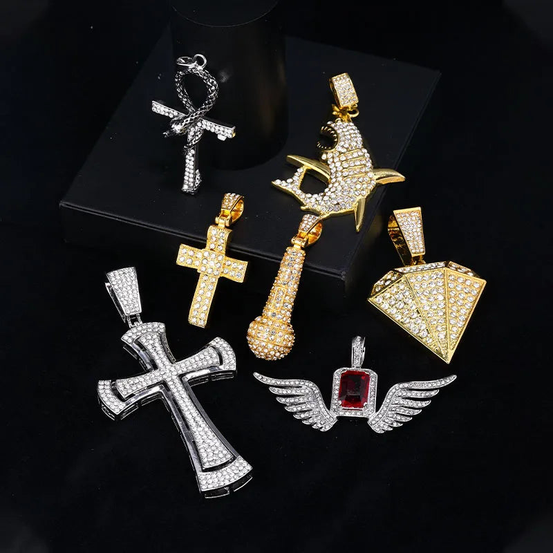 1 Piece 304 Stainless Steel Alloy Copper Rhinestones K Gold Plated Animal Cross Letter