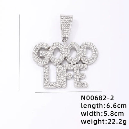 1 Piece 304 Stainless Steel Alloy Copper Rhinestones K Gold Plated Animal Cross Letter