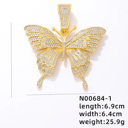 1 Piece 304 Stainless Steel Alloy Copper Rhinestones K Gold Plated Animal Cross Letter