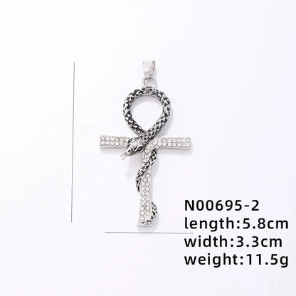 1 Piece 304 Stainless Steel Alloy Copper Rhinestones K Gold Plated Animal Cross Letter