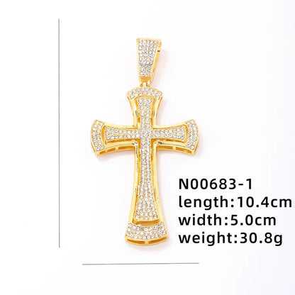 1 Piece 304 Stainless Steel Alloy Copper Rhinestones K Gold Plated Animal Cross Letter