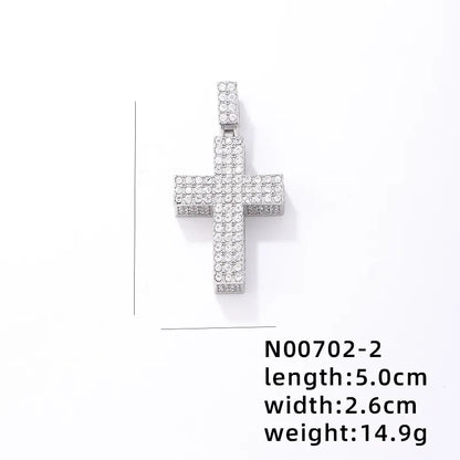 1 Piece 304 Stainless Steel Alloy Copper Rhinestones K Gold Plated Animal Cross Letter