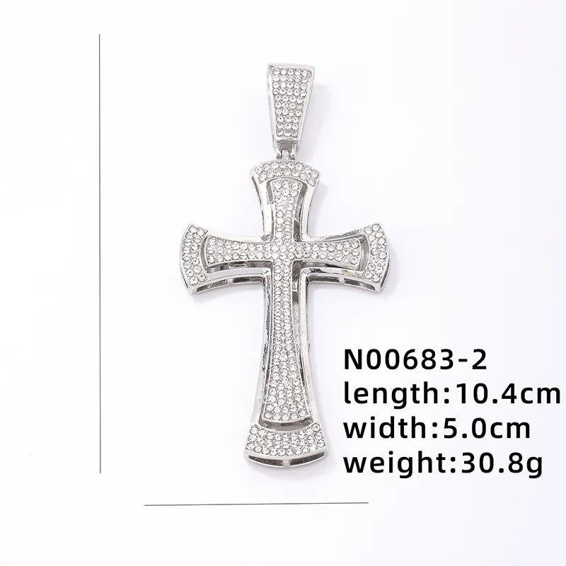 1 Piece 304 Stainless Steel Alloy Copper Rhinestones K Gold Plated Animal Cross Letter