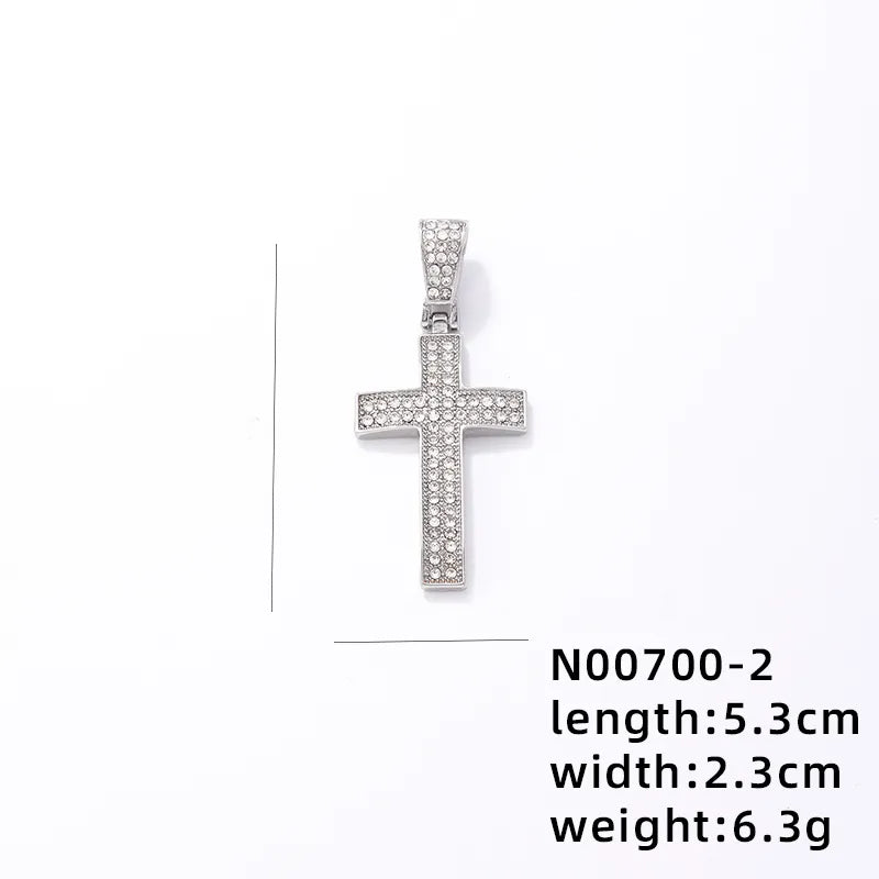 1 Piece 304 Stainless Steel Alloy Copper Rhinestones K Gold Plated Animal Cross Letter