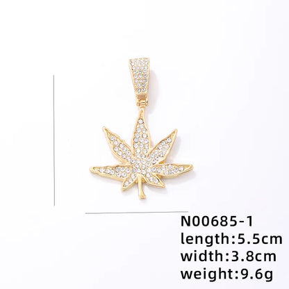 1 Piece 304 Stainless Steel Alloy Copper Rhinestones K Gold Plated Animal Cross Letter