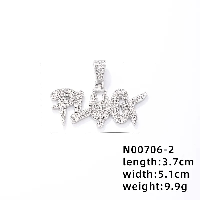 1 Piece 304 Stainless Steel Alloy Copper Rhinestones K Gold Plated Animal Cross Letter