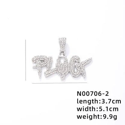 1 Piece 304 Stainless Steel Alloy Copper Rhinestones K Gold Plated Animal Cross Letter