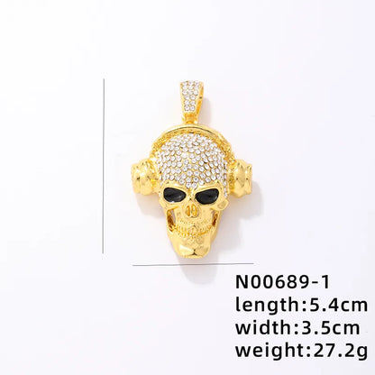 1 Piece 304 Stainless Steel Alloy Copper Rhinestones K Gold Plated Animal Cross Letter