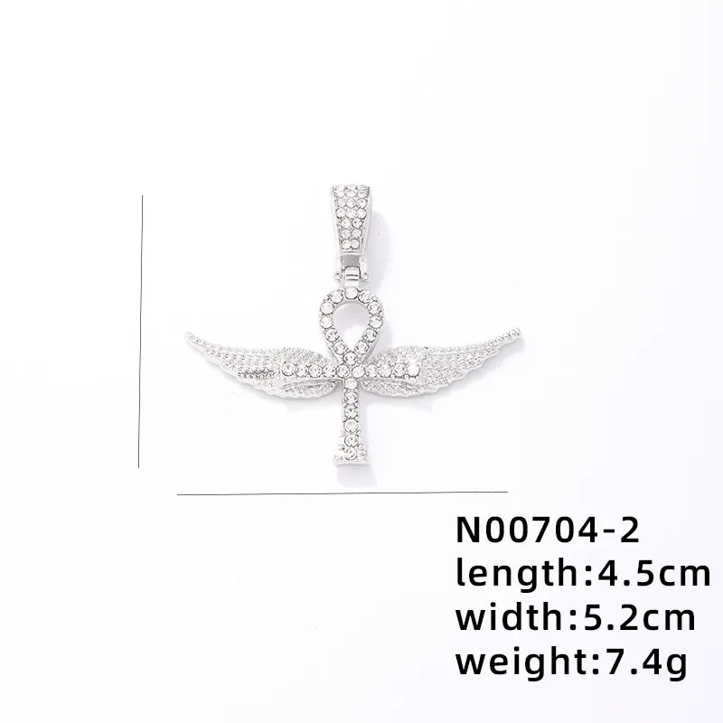 1 Piece 304 Stainless Steel Alloy Copper Rhinestones K Gold Plated Animal Cross Letter