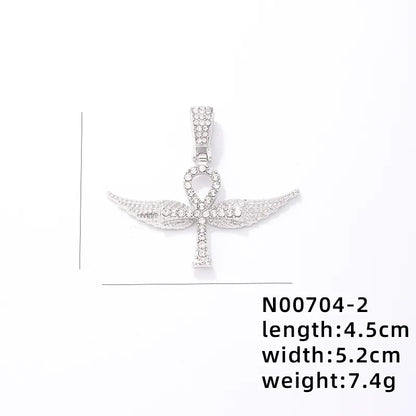 1 Piece 304 Stainless Steel Alloy Copper Rhinestones K Gold Plated Animal Cross Letter