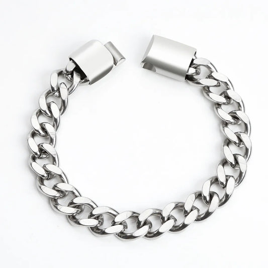 Hip-Hop Rock British Style Solid Color Stainless Steel Men'S Bracelets