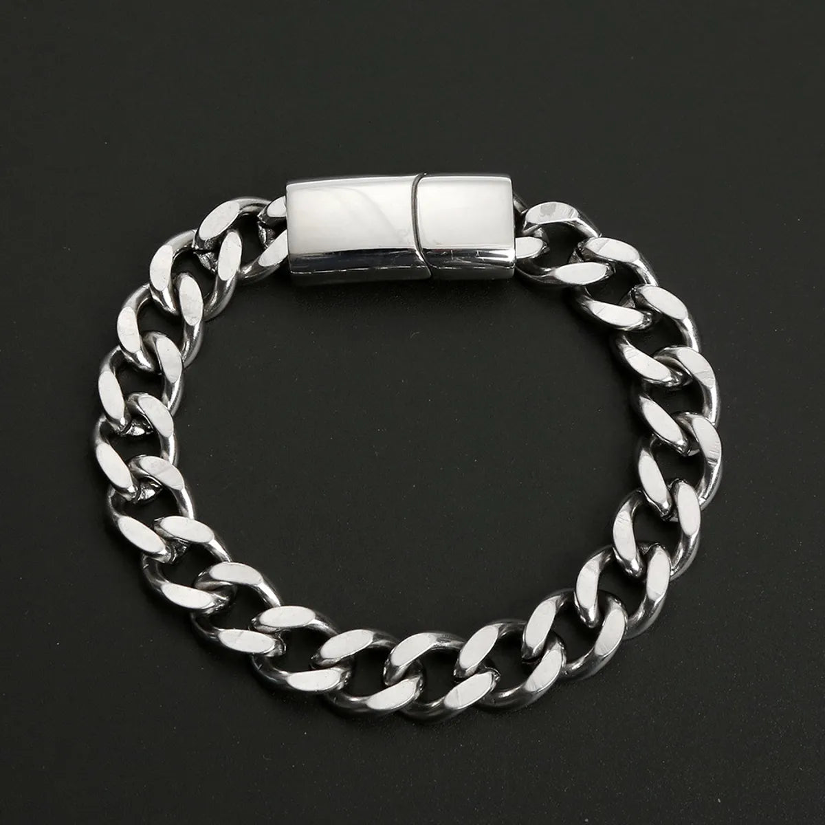 Hip-Hop Rock British Style Solid Color Stainless Steel Men'S Bracelets