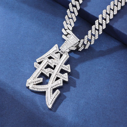 Hip-Hop Rock Chinese Character Alloy Inlay Rhinestones Unisex Pendant Necklace