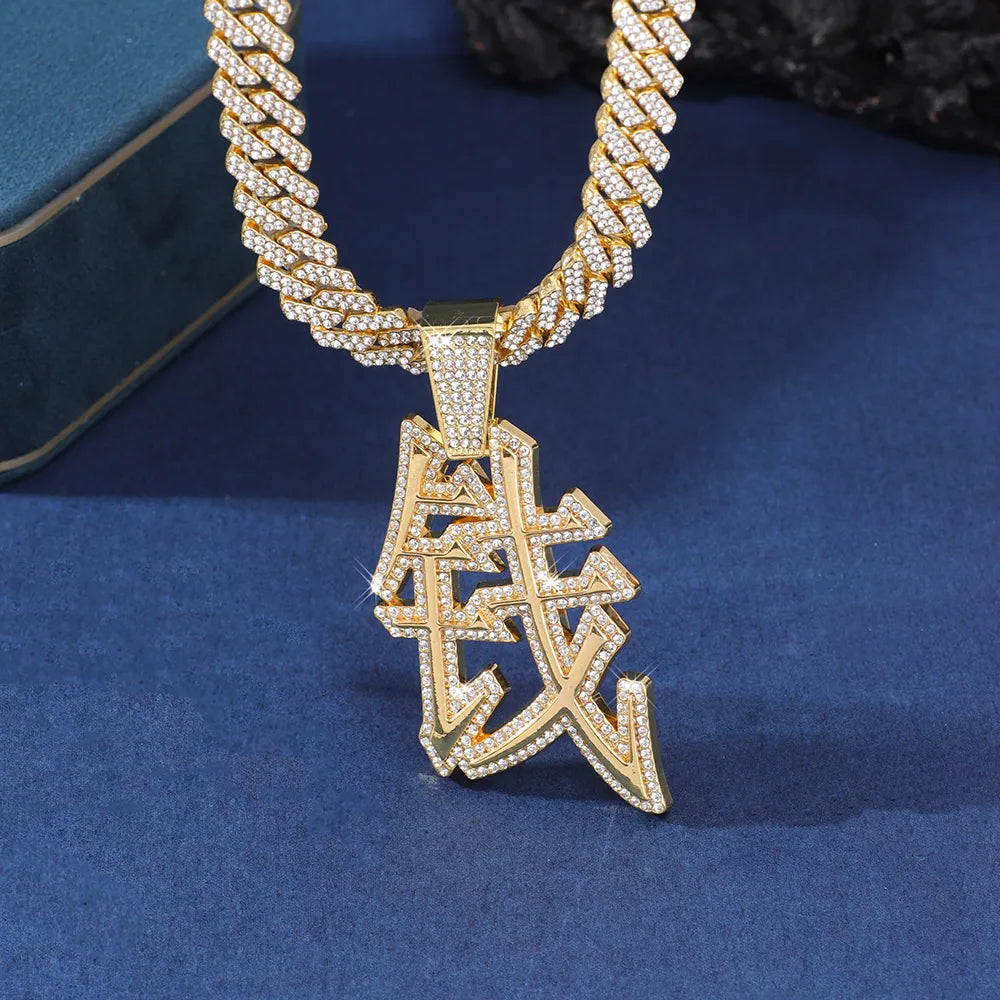 Hip-Hop Rock Chinese Character Alloy Inlay Rhinestones Unisex Pendant Necklace