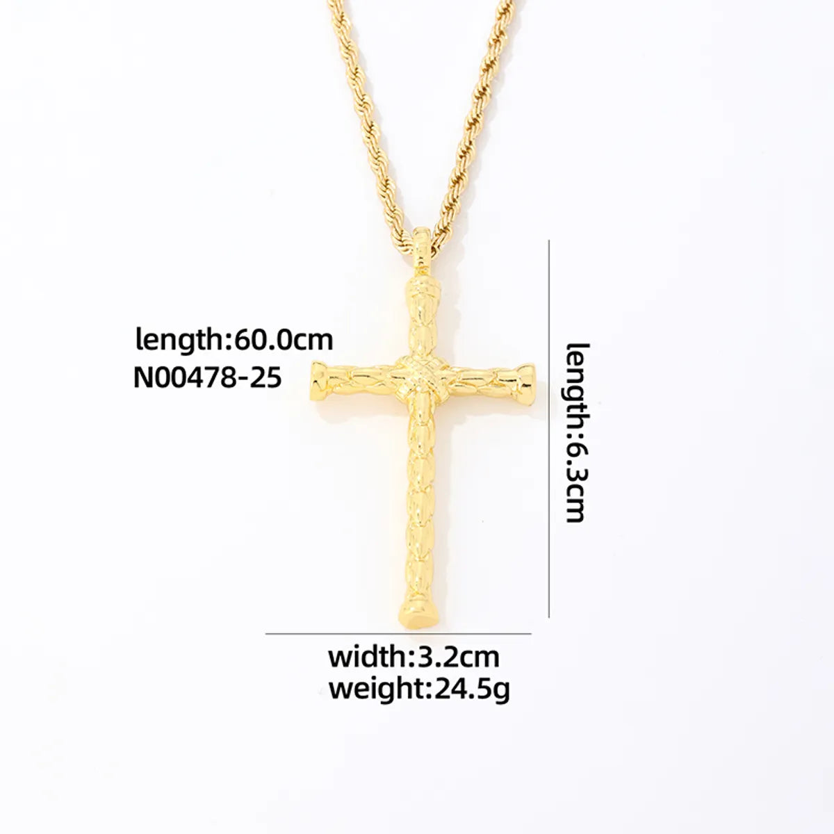 Hip-Hop Rock Cross Stainless Steel Alloy Plating Inlay Zircon K Gold Plated Rhodium Plated Men'S Pendant Necklace