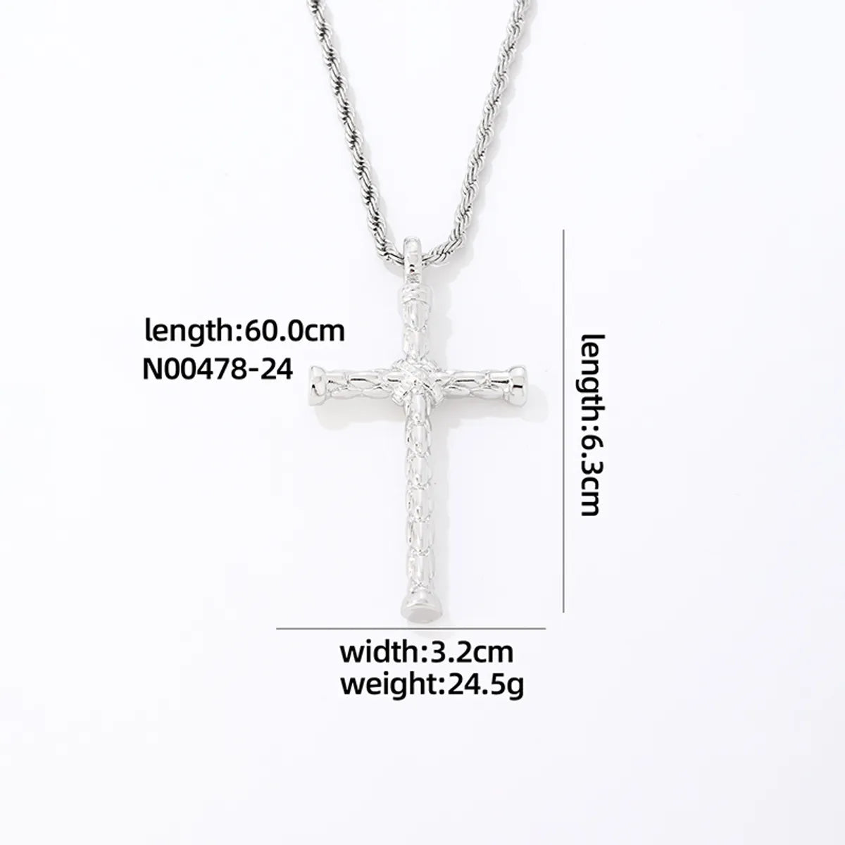 Hip-Hop Rock Cross Stainless Steel Alloy Plating Inlay Zircon K Gold Plated Rhodium Plated Men'S Pendant Necklace