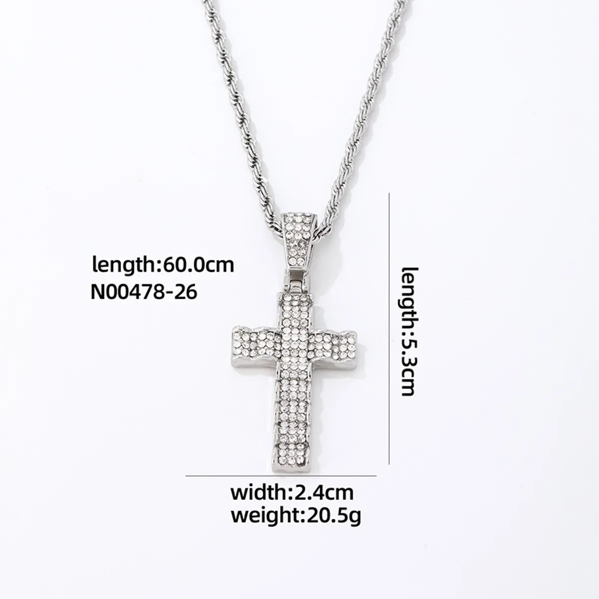 Hip-Hop Rock Cross Stainless Steel Alloy Plating Inlay Zircon K Gold Plated Rhodium Plated Men'S Pendant Necklace