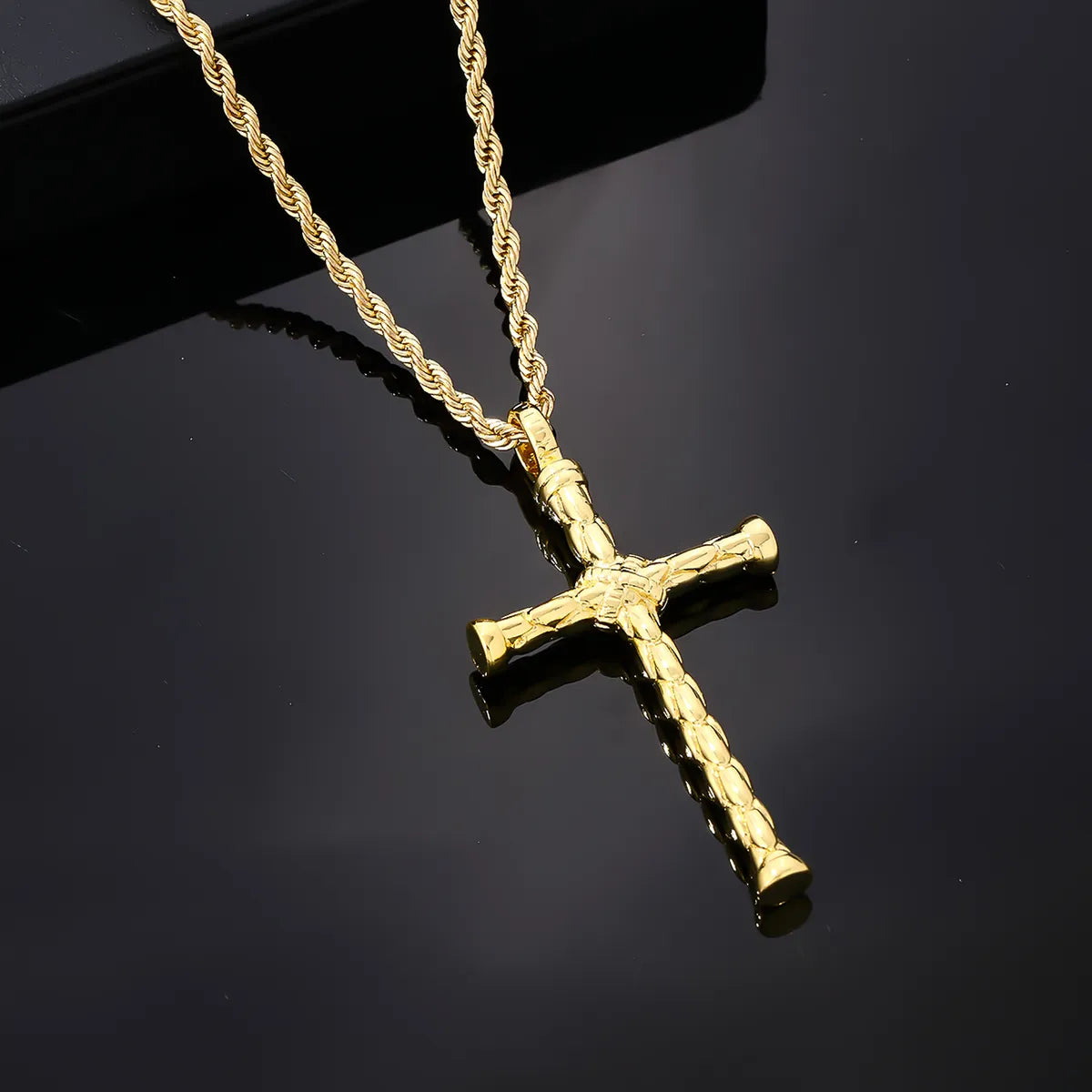 Hip-Hop Rock Cross Stainless Steel Alloy Plating Inlay Zircon K Gold Plated Rhodium Plated Men'S Pendant Necklace