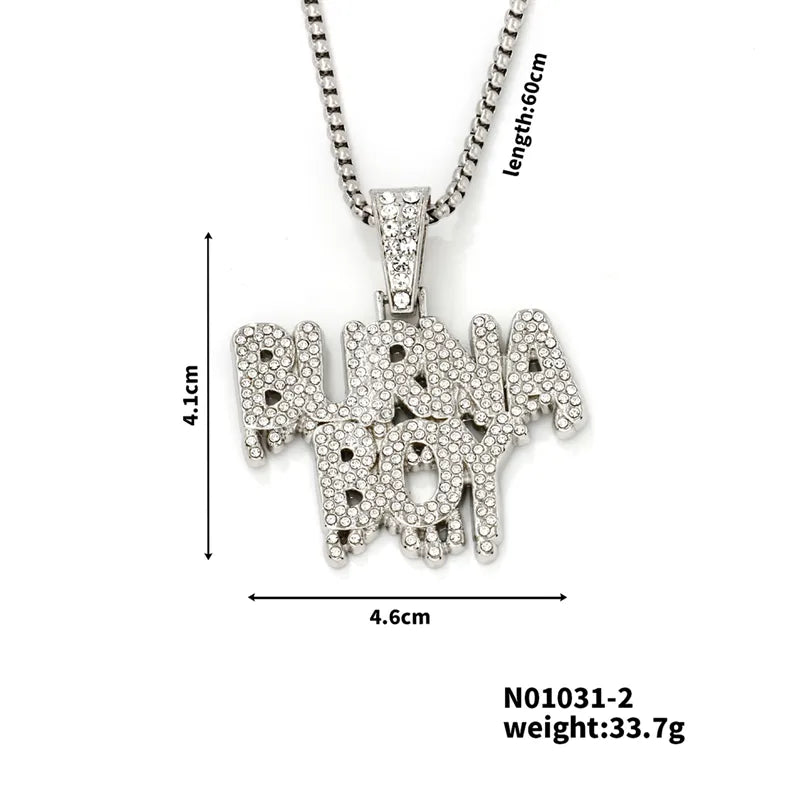 Hip-Hop Rock Letter 304 Stainless Steel Alloy Plating Inlay Rhinestones K Gold Plated Rhodium Plated Men'S Pendant Necklace