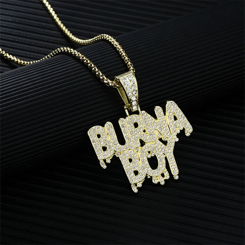 Hip-Hop Rock Letter 304 Stainless Steel Alloy Plating Inlay Rhinestones K Gold Plated Rhodium Plated Men'S Pendant Necklace