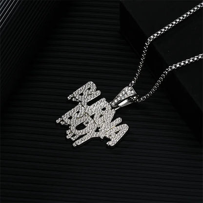 Hip-Hop Rock Letter 304 Stainless Steel Alloy Plating Inlay Rhinestones K Gold Plated Rhodium Plated Men'S Pendant Necklace