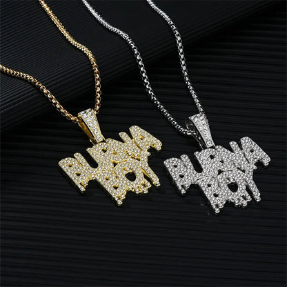 Hip-Hop Rock Letter 304 Stainless Steel Alloy Plating Inlay Rhinestones K Gold Plated Rhodium Plated Men'S Pendant Necklace