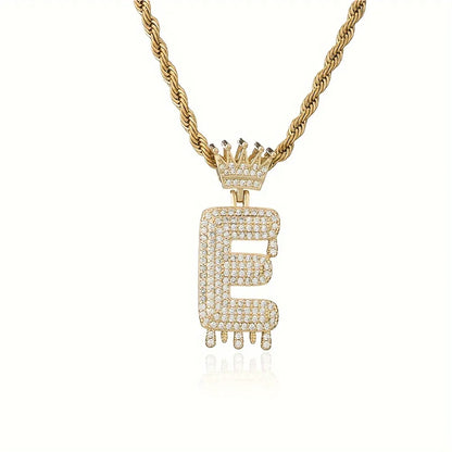 1PC Custmozed Name Letter Charm Necklace Stainless Steel Rope Chain Personal Name Letters Initials Charm Gold Jewelry Full Diamond Jewelry