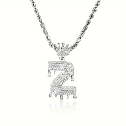 1PC Custmozed Name Letter Charm Necklace Stainless Steel Rope Chain Personal Name Letters Initials Charm Gold Jewelry Full Diamond Jewelry