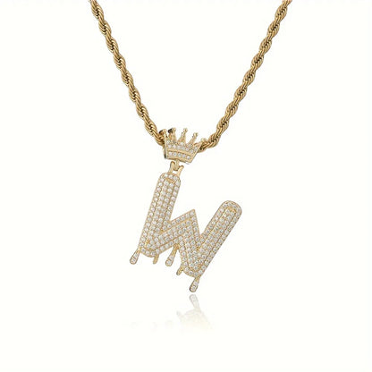 1PC Custmozed Name Letter Charm Necklace Stainless Steel Rope Chain Personal Name Letters Initials Charm Gold Jewelry Full Diamond Jewelry