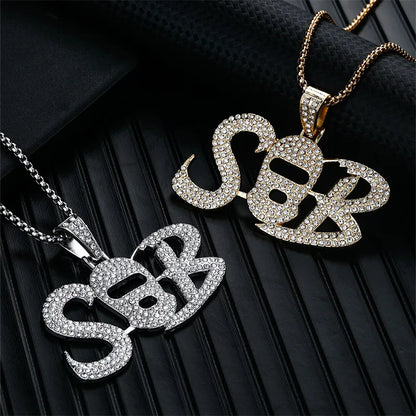 Hip-Hop Rock Letter Mask 304 Stainless Steel Alloy Plating Inlay Rhinestones K Gold Plated Rhodium Plated Men'S Pendant Necklace