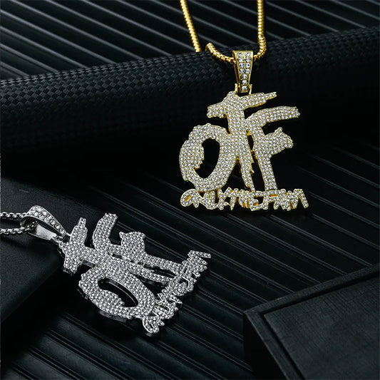 Hip-Hop Rock Modern Style Letter 304 Stainless Steel Alloy Plating Inlay Rhinestones K Gold Plated Rhodium Plated Men'S Pendant Necklace