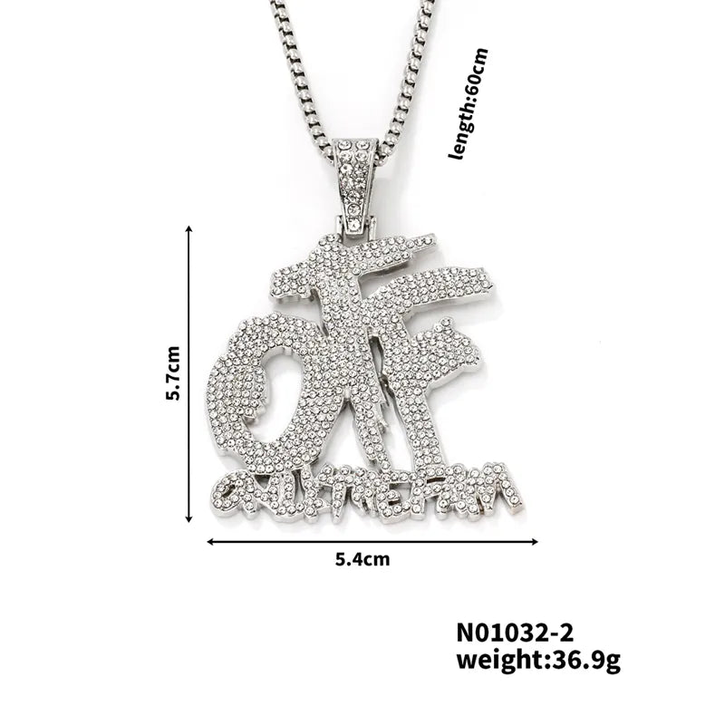 Hip-Hop Rock Modern Style Letter 304 Stainless Steel Alloy Plating Inlay Rhinestones K Gold Plated Rhodium Plated Men'S Pendant Necklace