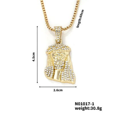 Hip-Hop Rock Modern Style Solid Color 304 Stainless Steel Alloy Plating Inlay Rhinestones K Gold Plated Rhodium Plated Men'S Pendant Necklace