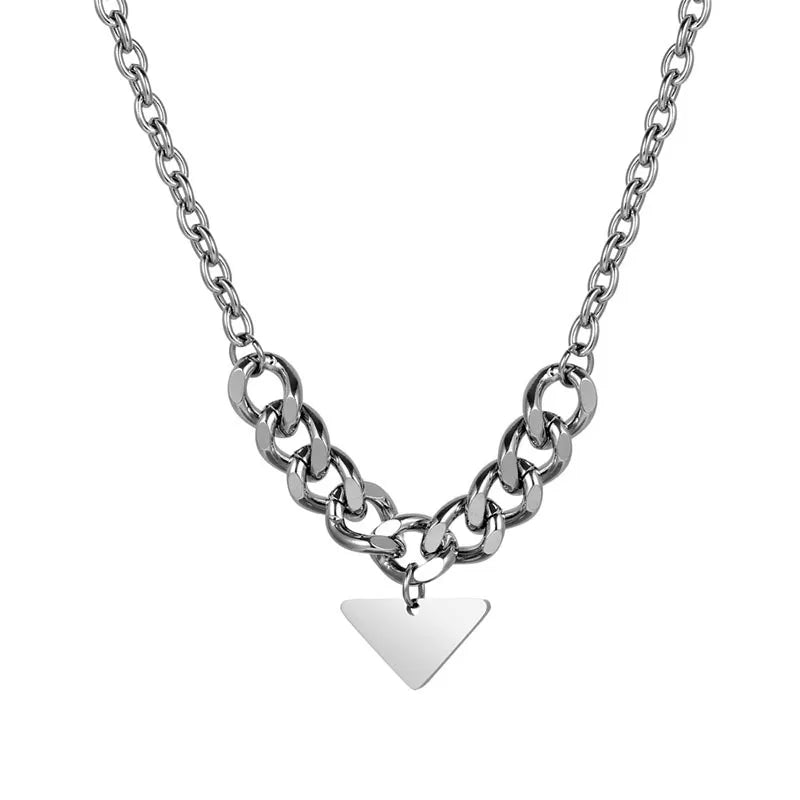 Hip-Hop Rock Modern Style Triangle 304 Stainless Steel Polishing Chain Unisex Pendant Necklace