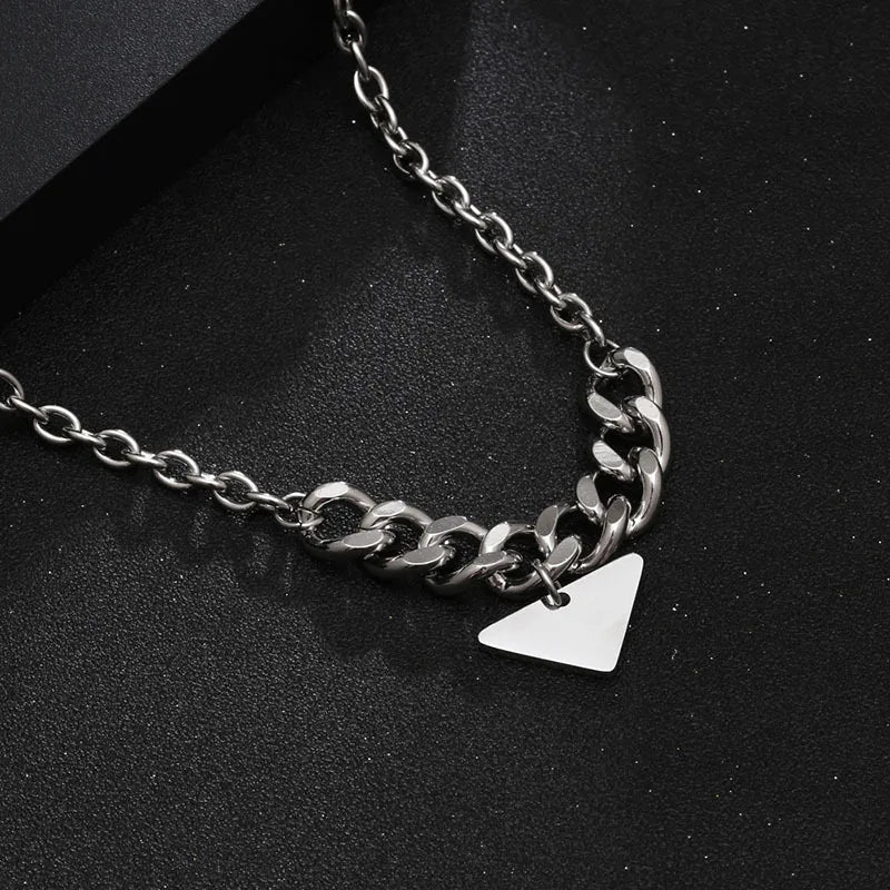 Hip-Hop Rock Modern Style Triangle 304 Stainless Steel Polishing Chain Unisex Pendant Necklace