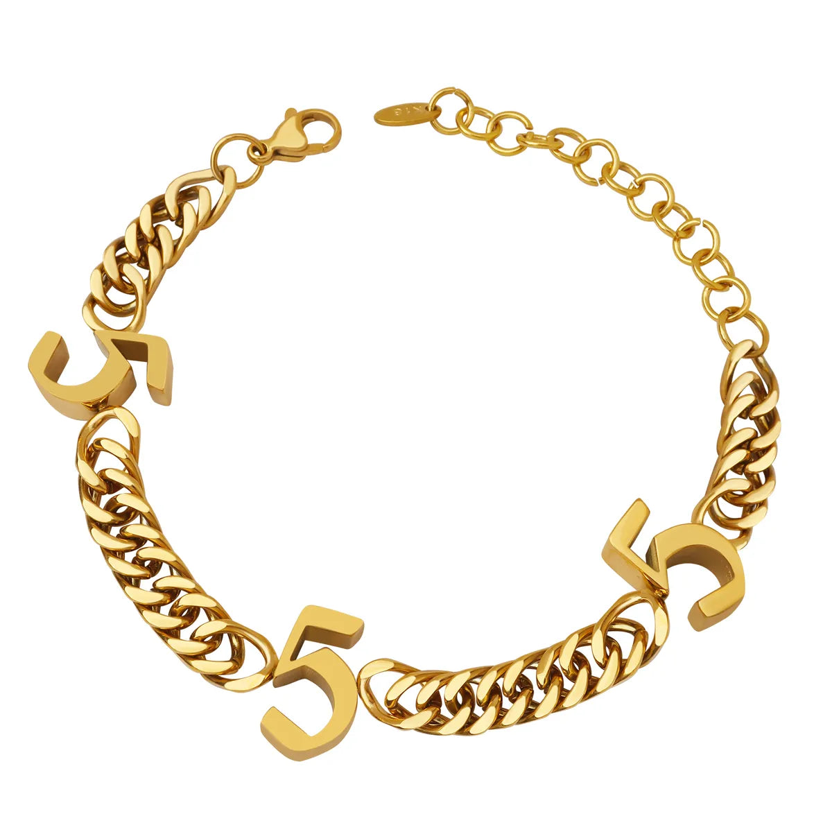 Hip-hop Rock Number Titanium Steel Plating 18k Gold Plated Bracelets