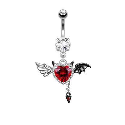 Hip-Hop Rock Punk Bat Stainless Steel White Gold Plated Zircon Belly Ring Nose Ring Nose Studs In Bulk